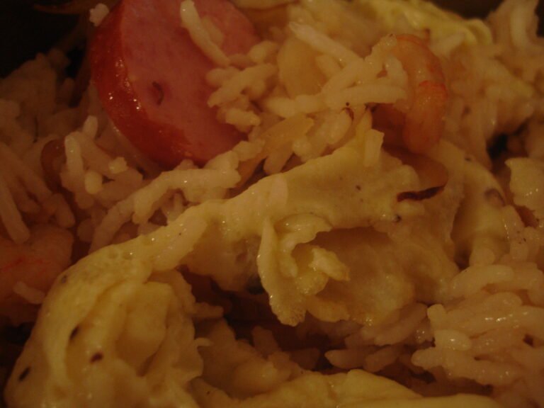 Fried rice being reheated as leftovers